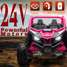 Load image into Gallery viewer, 24V 2 Seater Ride on Car, 2x200W, EVA Tires, 4Wheels/2WD, Power Wheels LED Lights, Remote Control, Bluetooth- Pink
