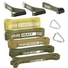 Load image into Gallery viewer, Tribe Lifting Resistance Bands for Working Out Men and Women - Set of 5 Pull Up Bands for Strength Training, Exercise Bands with Handles, Door Anchor and Bar Options for Home Gym
