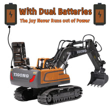 Load image into Gallery viewer, RC Excavator with Lights and Sound, 11-Channel Remote Control Heavy Equipment Toy Construction Vehicles Toys
