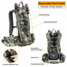 Load image into Gallery viewer, MOXULE Pro 2400 Camo Frame Backpack - Meat Hauler Pack with Rain Cover
