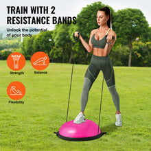 Load image into Gallery viewer, VEVOR 26-inch Half Exercise Ball Trainer, 1500 lbs Capacity Balance Ball, Includes Resistance Bands -Pink
