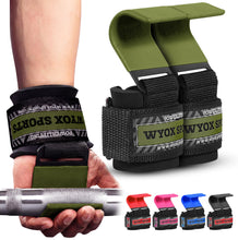 Load image into Gallery viewer, WYOX Weight Lifting Hooks for Men &amp; Women (Pair) –  (Army Green)

