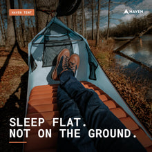 Load image into Gallery viewer, Haven Tent Original Lay-Flat Hammock Tent (Sky Blue) – Comfortable Waterproof Camping Hammock with Mosquito Net – Includes Insulated Sleeping Pad &amp; Rainfly
