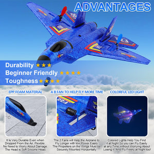 F22 RC Plane, Remote Control Airplane, 2.4Ghz Ultra Long Endurance Raptor RC Fighter Jet Toy Airplanes for Kids Beginners Boys Girls