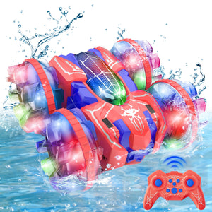 Amphibious Remote Control Car: Spider Double Sided 360° Flip Rotating RC Car Toy for 3+ Years Old Boys Girls Waterproof 2.4GHz RC Stunt Car