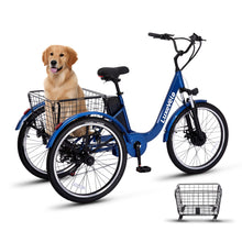 Load image into Gallery viewer, 500W Electric Tricycle for Adults – 24&quot; 7-Speed Compact Commuter Trike with Hydraulic Disc Brakes, Multi-Shock Suspension
