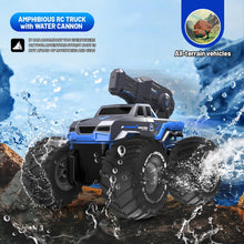 Load image into Gallery viewer, 1:16 4WD Remote Control Monster Truck All Terrain Amphibious RC Car Boat with Water Spray Gun Two Batteries Waterproof
