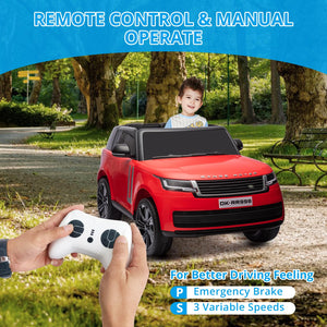 24V Ride On Car, 2-Seater Licensed Land Rover with Parent Remote Control, 3 Speeds, Wireless Music, MP3 Player, Electric Car for Kids, Red