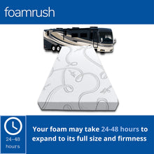 Load image into Gallery viewer, FoamRush 4" x 42" x 72" Bunk, Camping Cot High Density RV Mattress Replacement with Cotton Cover, Firm, Pressure Relief, Travel Camper Trailer Truck, Made in USA, CertiPUR-US Certified

