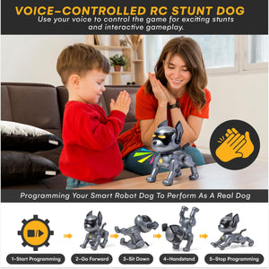Top Race Robot Dog Toy - Interactive Fun and Educational STEM Remote Control Robot Toy for Kids - Dark Grey