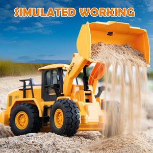 7 Channel RC Bulldozer Toys for Kids, Remote Control Construction Vehicle for Boys 3-5 Years Old, 2.4G Loader Engineering Truck