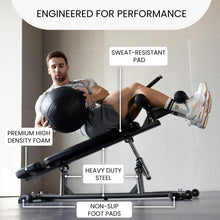 Load image into Gallery viewer, Finer Form Sit Up Bench with Reverse Crunch Handle for Ab Bench Exercises - Abdominal Exercise Equipment with 3 Adjustable Height Settings
