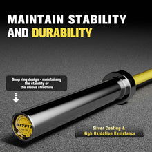 Load image into Gallery viewer, RitFit Elite 6.6ft Olympic Barbell, Robust 33lb Barbell for Weightlifting and Powerlifting, Superior Olympic Bar with Exceptional 900lbs Load Capacity, Weight Bar for 2” Standard Plates Sliver/Yellow
