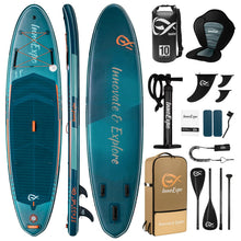 Load image into Gallery viewer, InnoExpo 11' Inflatable Stand Up Paddle Boards with Premium Accessories, Wide Stable SUP Paddle Board Design, Non-Slip Comfort Deck for Youth &amp; Adults (Futuristic/Kayak Seat)

