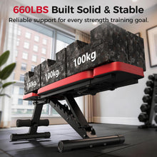 Load image into Gallery viewer, NICEPEOPLE Adjustable Weight Bench for Home Gym up to 6.5'', 660LBS Capacity Workout Bench with 10 Backrests for Chest Shoulders Arms, Compact and Foldable Strength Bench Small Space Apartment Room
