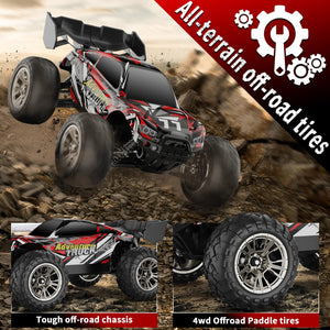 1/16 RC Car Off-Road All Terrain for Adults,Max 50kph Electric RTR Brushless RC Truck, High Speed Remote Control Car 4WD（5 Shells)