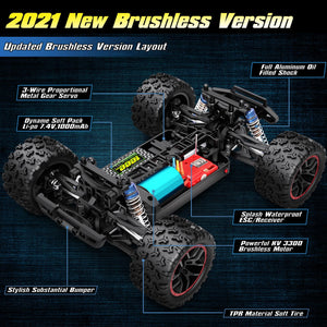 1/18 Scale Brushless Fast RC Cars 18859A, 4WD Off-Road Remote Control Trucks 48 KM/H Speed for Adults and Kids Boys