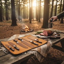 Load image into Gallery viewer, SANZ Damascus Kitchen Knife 6 Pcs - Chef Knife with Wood Handle, Full Tang Blade &amp; Sheath - Outdoor Knife for kitchen, Camping &amp; Outdoor uses
