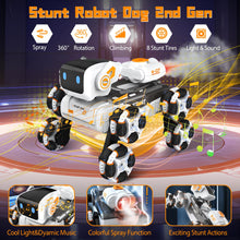 Load image into Gallery viewer, Robot Dog Toy for Kids,2.4Ghz Remote Control Dog Stunt Robot Dog 2nd Gen Remote Control Cars Stunt RC Cars (white)

