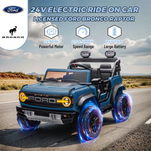 Load image into Gallery viewer, 2 Seater Ride On Car for Kids, 24v Licensed Ford Bronco Raptor Electric Power Ride On Truck Toy with Remote Control - Blue
