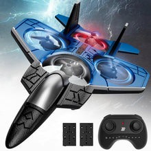 Load image into Gallery viewer, RC Fighter Airplane丨F-22 Raptor Mini Drone Remote Control Jet Plane Stunt Drone for Adults &amp; Kids Toy with Light Gift for Kids Beginner
