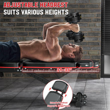Load image into Gallery viewer, XDDIAS Workout Bench, Adjustable Weight Bench with Leg Extension and Leg Curl, Extended Headrest, 900LBS Preacher Curl Bench Incline Decline Flat Workout Bench with A Pair of 55LB Adjustable Dumbbells
