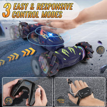 Load image into Gallery viewer, RC Cars, Gesture Sensing RC Stunt Car Toys for Boys Girls 6-12, 2.4Ghz 4WD Remote Stunt Car with Spray Lights Music 360° Rotate Fast
