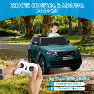 24V Ride On Car, 2-Seater Licensed Land Rover with Parent Remote Control, 3 Speeds, Wireless Music, MP3 Player, Electric Car for Kids, Green
