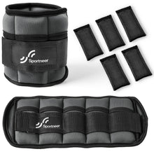 Load image into Gallery viewer, Sportneer Adjustable Ankle Weights 1 Pair 2 4 6 8 10 Lbs Leg Weight Straps -Dark Grey

