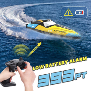 Brushless RC Boat, 30+ mph Fast Remote Control Boats with Never Capsize & Low Battery Alarm Function, 2.4GHz Racing Boat with LED Lights