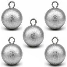 Load image into Gallery viewer, MLYLM 5 Pack 6 oz Cannonball Sinkers — 6oz Fishing Weights Round Lead Sinkers for Heavy Surf Big Catfish Halibut Lingcod, Strong Current Saltwater Bottom Fishing, Pier Boat Rigs
