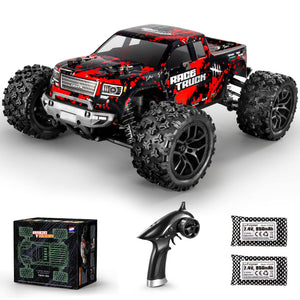 1:18 Scale All Terrain RC Car 36KM/H High Speed, 4WD Electric Vehicle,2.4 GHz Radio Controller, Included 2 Batteries (Red)