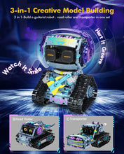 Load image into Gallery viewer, 3 in 1 STEM Robotics Toy Building Blocks Set, Programmable APP Remote Control Robot/Car Robot Coding Kit, STEM (433 Pieces)
