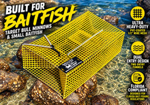 Load image into Gallery viewer, OceanBuilt Bull Minnow &amp; Baitfish Trap – Small 20" x 12" x 6" Live Bait Trap – 0.5" Mesh PVC Coated Wire Trap with Dual Throats – Heavy Duty Saltwater Bait Fish Trap
