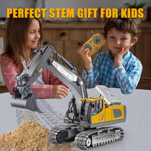 Load image into Gallery viewer, Remote Control Excavator, Toys for Boys Age 6-12, Rechargeable 11 CH RC Construction Vehicles Truck with Sound Light
