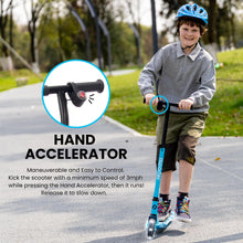 Load image into Gallery viewer, =Kids Electric Scooter for Boys and Girls Ages 6-12 or 8-12, with Hand Accelerator, LED Lights, 2 Speed Levels, 110lbs Max and Height Adjustable

