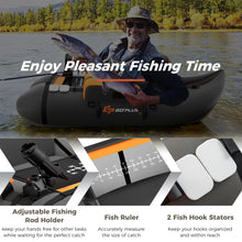 Load image into Gallery viewer, Goplus Inflatable Float Tube, Fishing Belly Boat w/Paddle, Flippers, Fish Ruler, Pump, Storage Bag, Adjustable Straps, 350LBS Load Capacity (Gray, W/Rod Holder)
