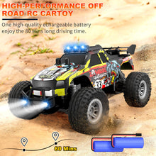 Load image into Gallery viewer, Remote Control Car for Kids Ages 6-12, High-Speed 2.4GHz Monster Truck with Flash LED Lights &amp; Two Rechargeable Batteries
