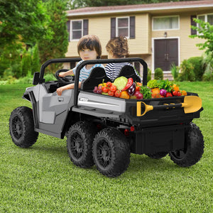 24V 4WD Electric Ride On Dump Truck with Remote Control | 2-Seater Kids Ride On Car | Music Player & LED Lights