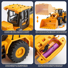 Load image into Gallery viewer, 7 Channel RC Bulldozer Toys for Kids, Remote Control Construction Vehicle for Boys 3-5 Years Old, 2.4G Loader Engineering Truck
