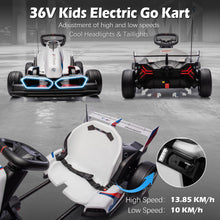 Load image into Gallery viewer, 36V Licensed BMW Electric Go Kart, 7.5 MPH Drift Kart with 400W Motor, Outdoor Drift-able for 6 Years Old, White

