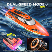 Load image into Gallery viewer, RC Boat for Kids &amp; Adults, 14 inch Fast RC Speed Boat with 1100mAh Battery, Waterproof Toy for Lakes &amp; Pools - HJ815 Orange

