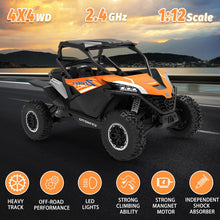 Load image into Gallery viewer, Remote Control Car All Terrain for Zforce, 4WD Off Road UTV Trucks with 3 Speed and LED Bodylight, 1:12 Scale Electric RC, 2 Batteries Included
