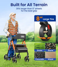 Load image into Gallery viewer, VOCIC Walkers for Seniors, Z21 Rollator Walker with Seat Supports 350lb, 8" Big Wheels for All Terrain, Ergonomic Arc Seat &amp; 6" Ultra Backrest Foldable Walker, Dual Height Adjustment, Lightweight 2025
