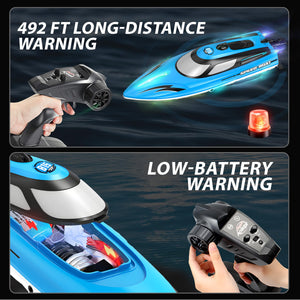 RC Boat, 14 inch Remote Control Boat for Kids and Adults, 25 KPH Fast RC Speed Boats with 1100mAh Battery- HJ815 Blue