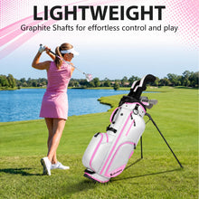 Load image into Gallery viewer, XDriveMax Women's Complete Golf Clubs Set (11-Piece Package), Right Handed, Lightweight Graphite Shafts, 460cc Driver, 3 Wood, Hybrid, 5-9 Iron+PW+SW, Putter, Stand Bag - Silver &amp; Pink
