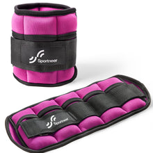 Load image into Gallery viewer, Sportneer Adjustable Ankle Weights Set - 1 Pair (2-10 lbs) Removable Sandbags -Pink

