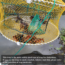 Load image into Gallery viewer, Drasry Crab Trap Bait Lobster Crawfish Shrimp Portable Folded Cast Net Magic Collapsible Fishing Traps Nets Accessories for Blue Crabs 2PCS (17.7in x 7.9in) Black (0.44 in Mesh)
