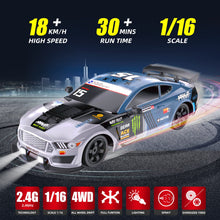 Load image into Gallery viewer, RC Drift Car 2.4GHz 1:16 Scale 4WD High Speed Remote Control Cars Vehicle with LED Lights Two Batteries and Drifting Tires
