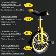 Load image into Gallery viewer, 24&quot; Unicycle, One Wheel Bike, Cycling Outdoor Sports Fitness Exercise with Skidproof tire,Black,24”
